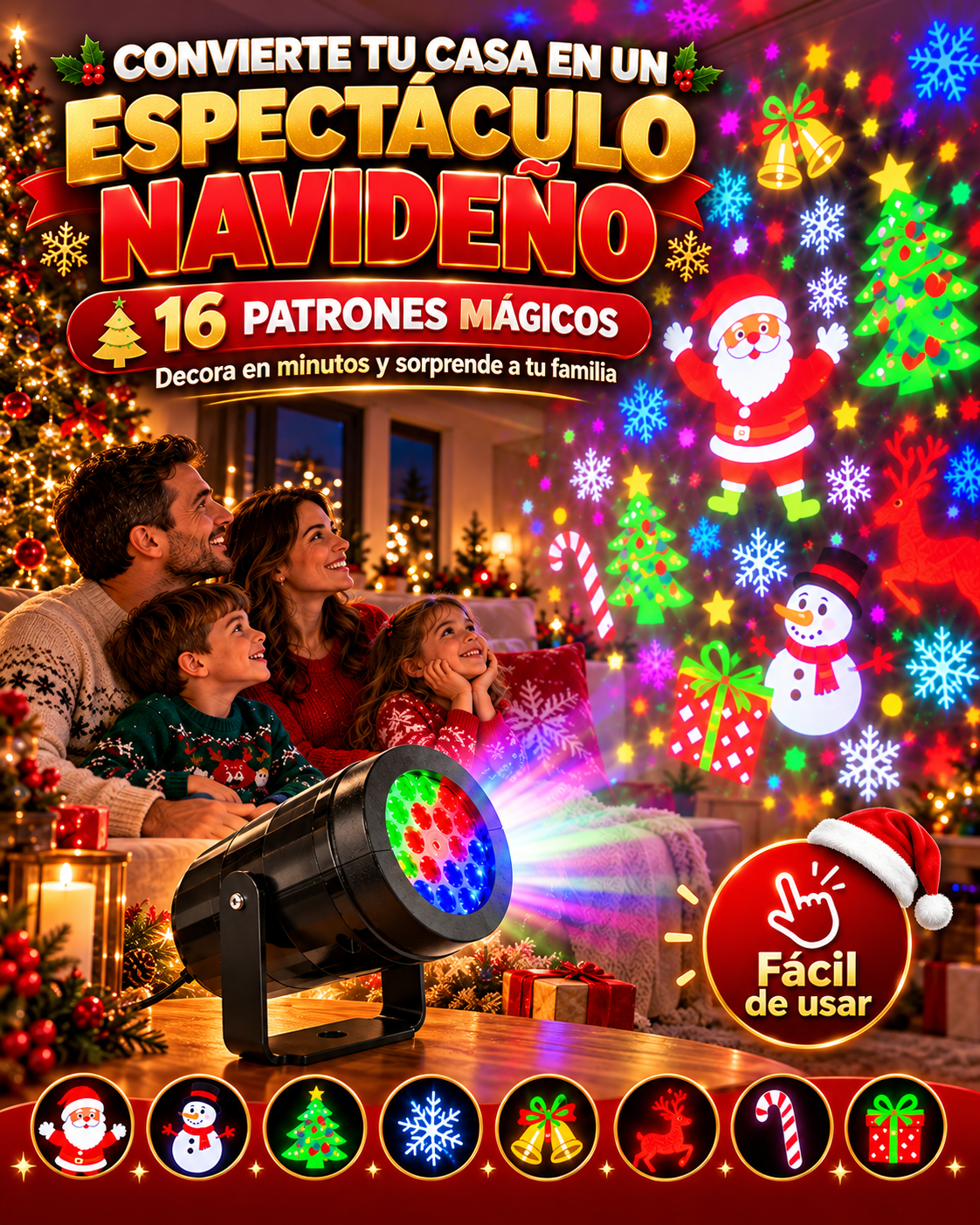 proyector led navideño multicolor