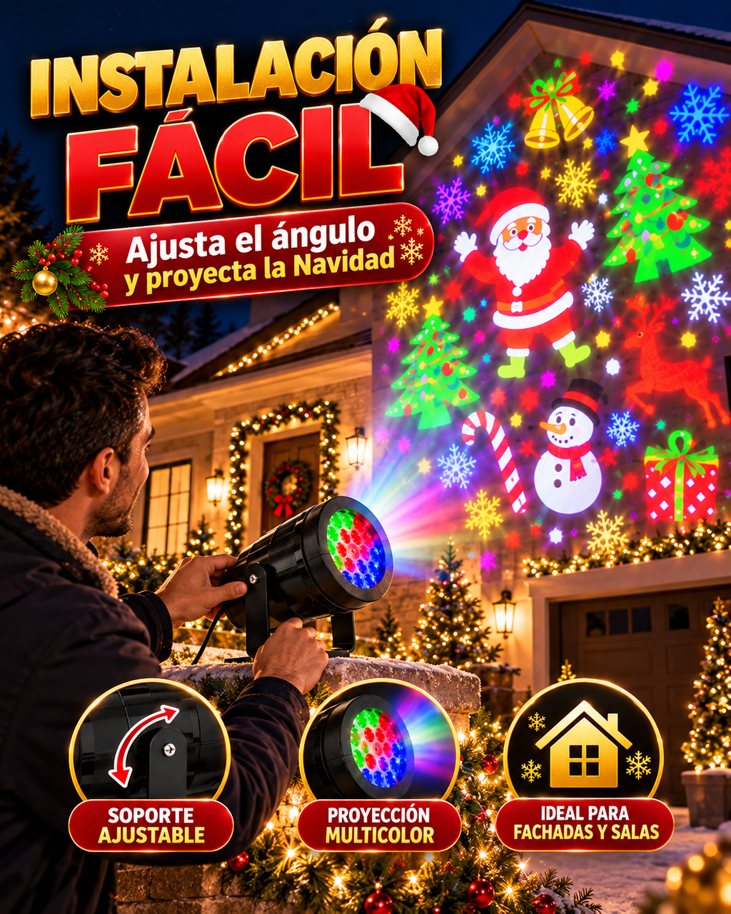 proyector led navideño multicolor