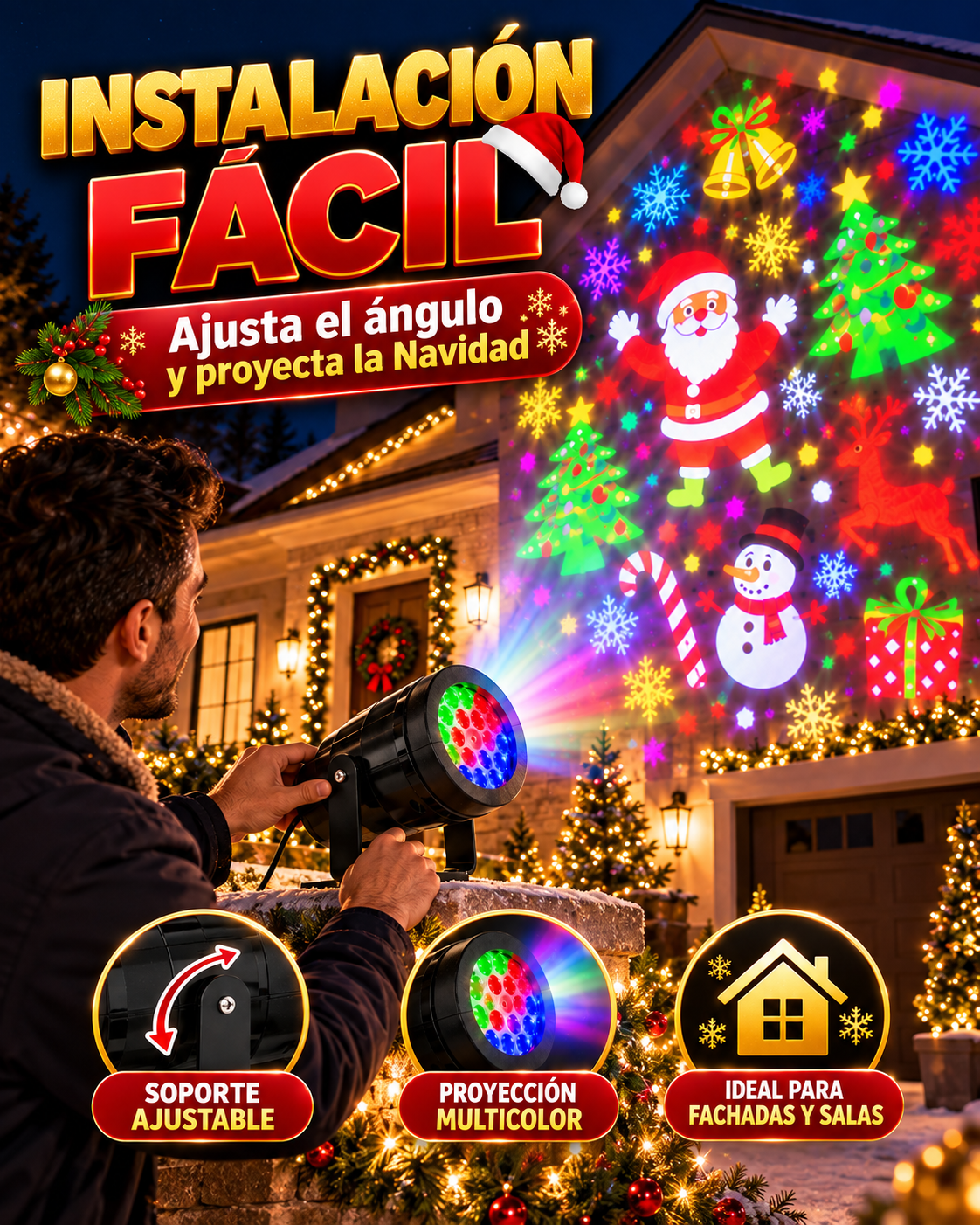 proyector led navideño multicolor