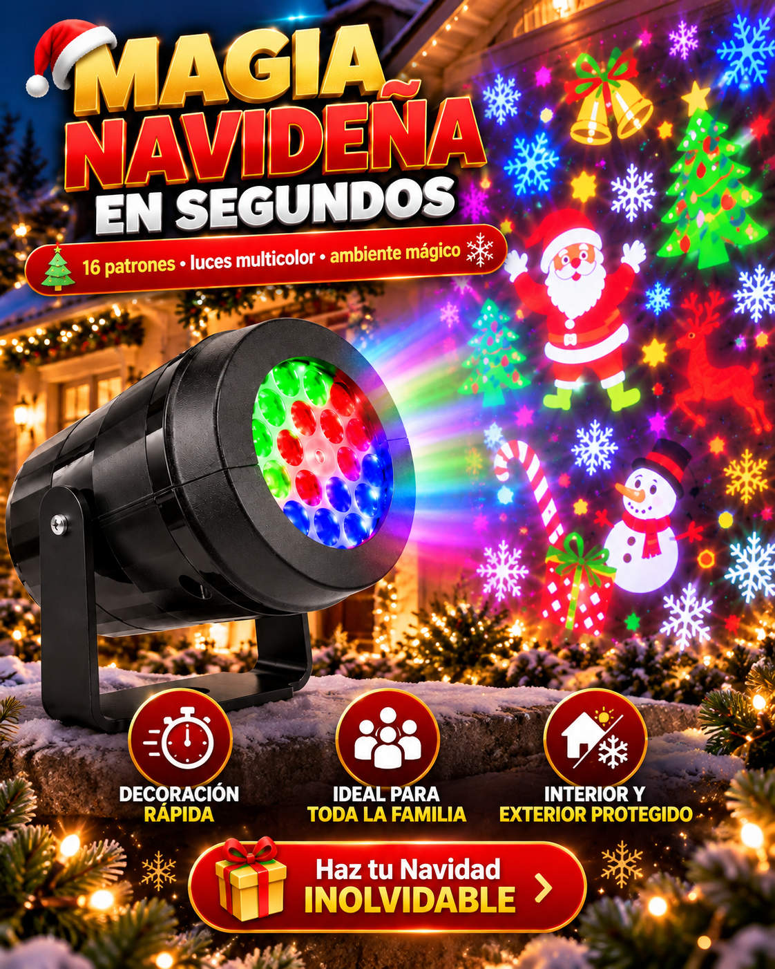 proyector led navideño multicolor